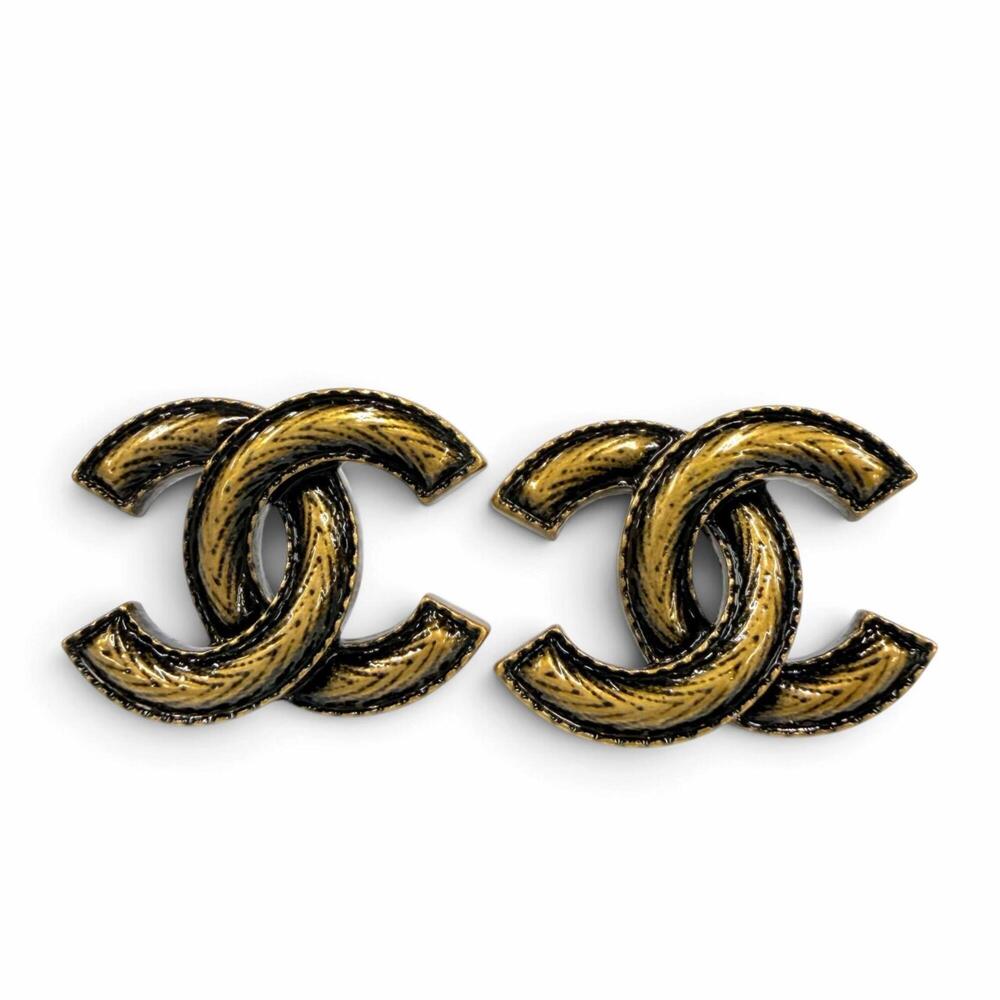 CHANEL Gold Logo Earrings
